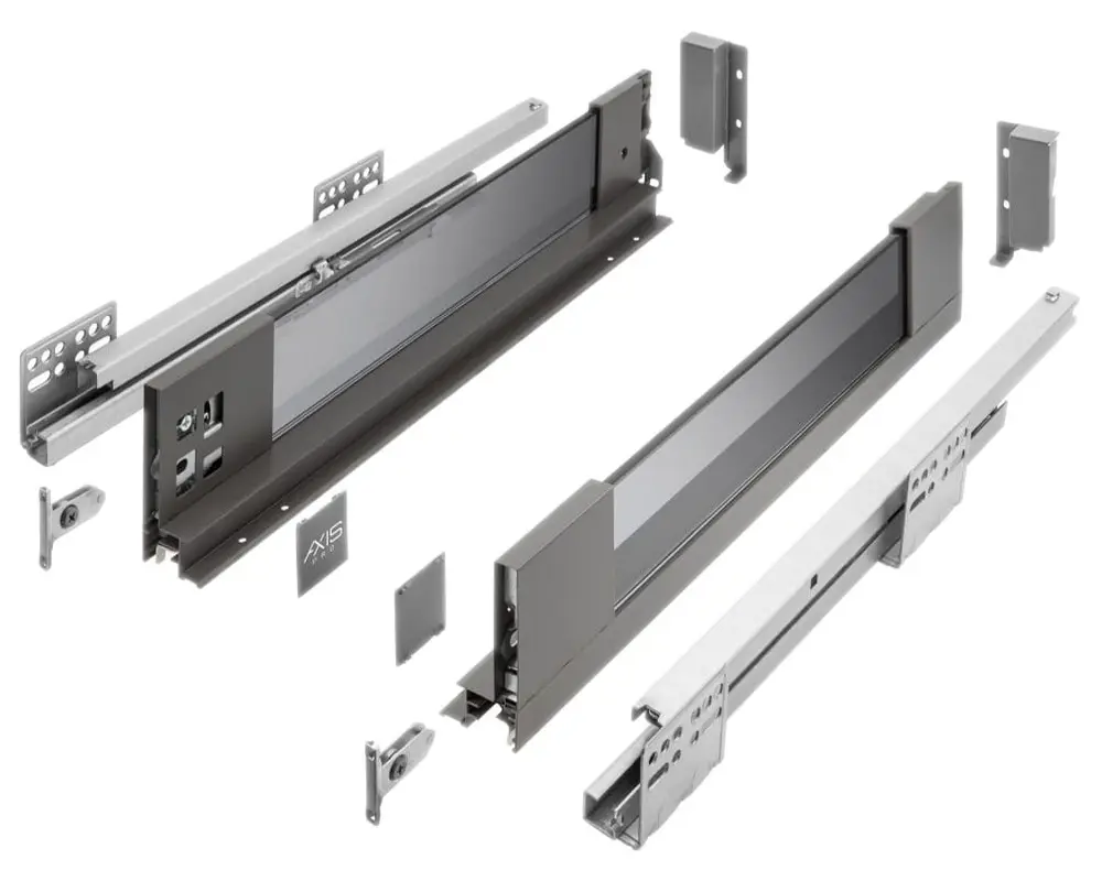 Изображение товара Выдвижной ящик средний 1.40x50x12 см со стеклянными боковинами сталь цвет антрацит