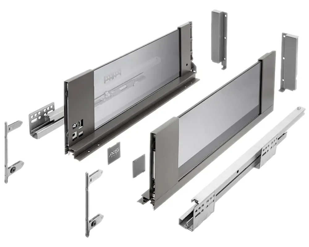 Изображение товара Выдвижной ящик высокий 1.40x40x16.80 см со стеклянными боковинами сталь цвет антрацит