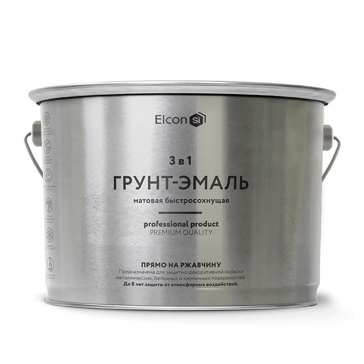 Изображение товара Грунт-эмаль по ржавчине 3 в 1 Elcon матовая зеленая 2 кг для металлоконструкций