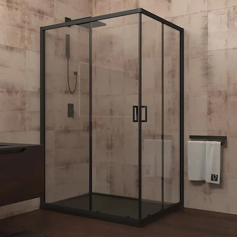 Изображение товара Душевой уголок Veconi Rovigo 363738, 100x80x195 профиль черный