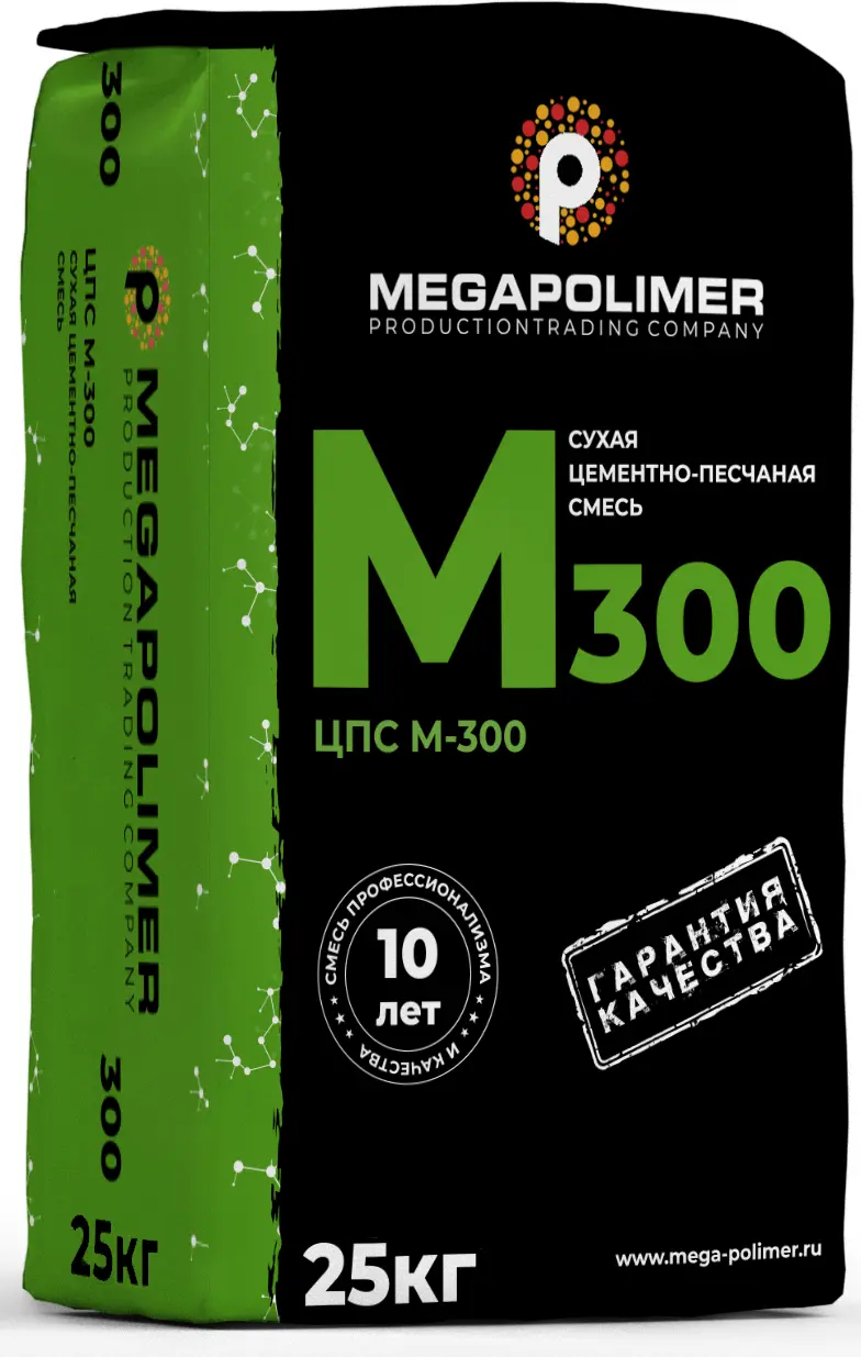 Изображение товара Смесь цементно-песчаная М300 (ЦПС) Megapolimer 25 кг