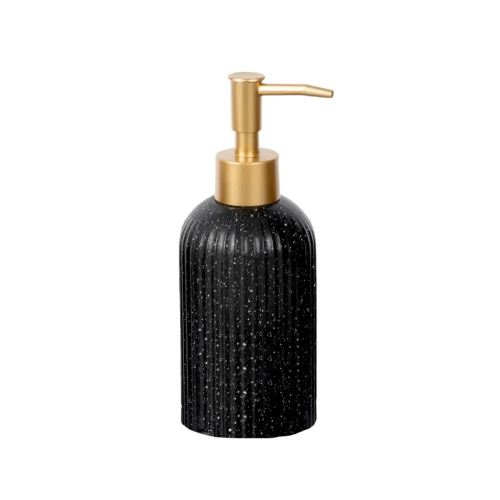 Изображение товара Дозатор для жидкого мыла Lemer Bianca из керамики черный золотой 350 мл