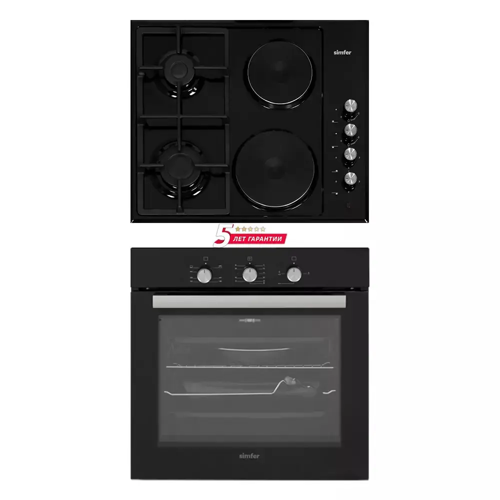 Изображение товара Комплект бытовой техники варочная панель и духовой шкаф SIMFER S62B516 цвет черный