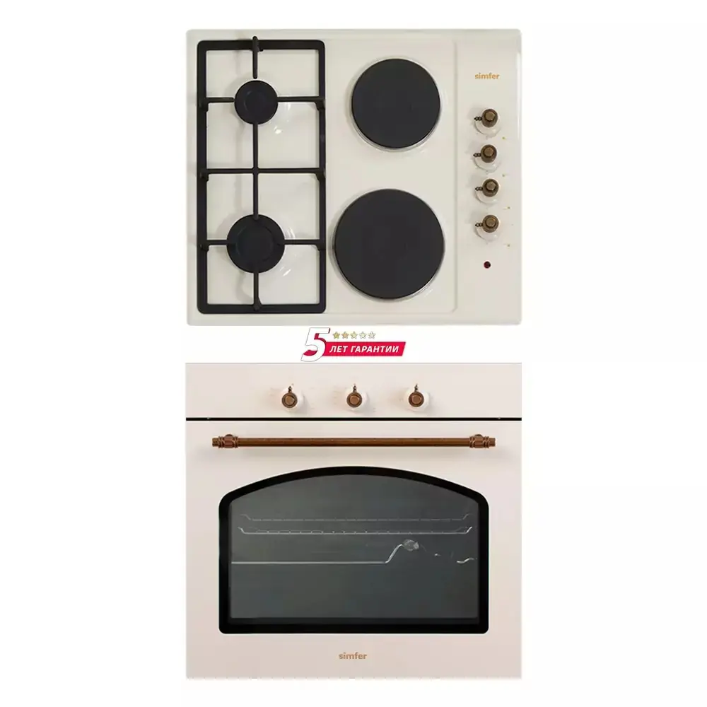 Изображение товара Комплект бытовой техники варочная панель и духовой шкаф SIMFER S62O511 цвет бежевый