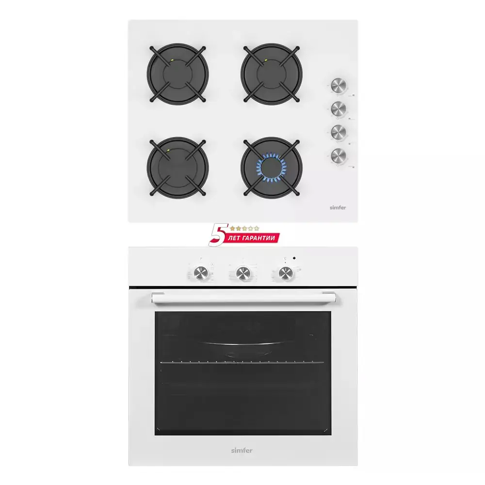 Изображение товара Комплект бытовой техники варочная панель и духовой шкаф SIMFER S68W000 цвет белый
