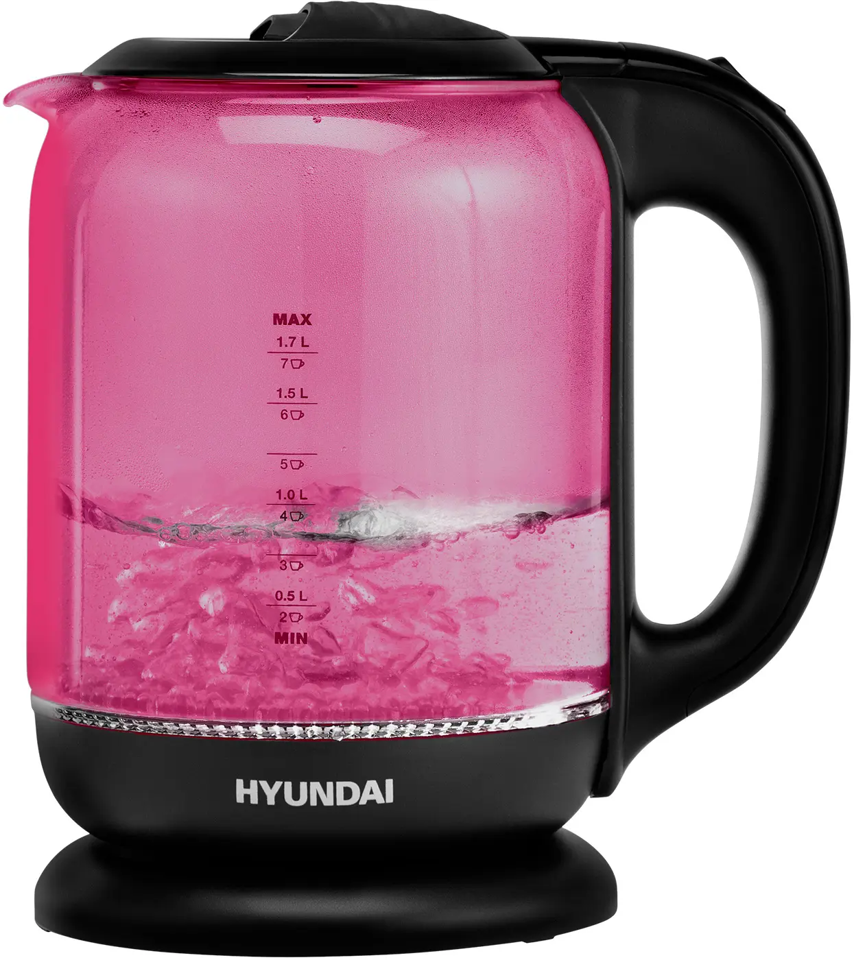 Изображение товара Электрический чайник 1.7 л Hyundai HYK-G4808 стекло цвет малиновый