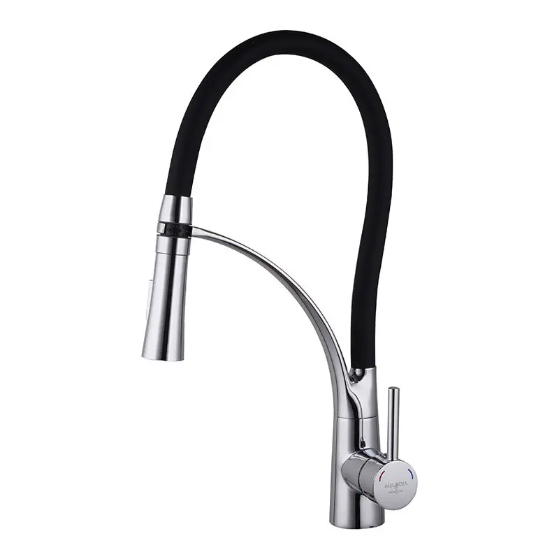 Изображение товара Смеситель для кухни Melodia della vita Perfetto гибкий излив 21.5 см цвет черный