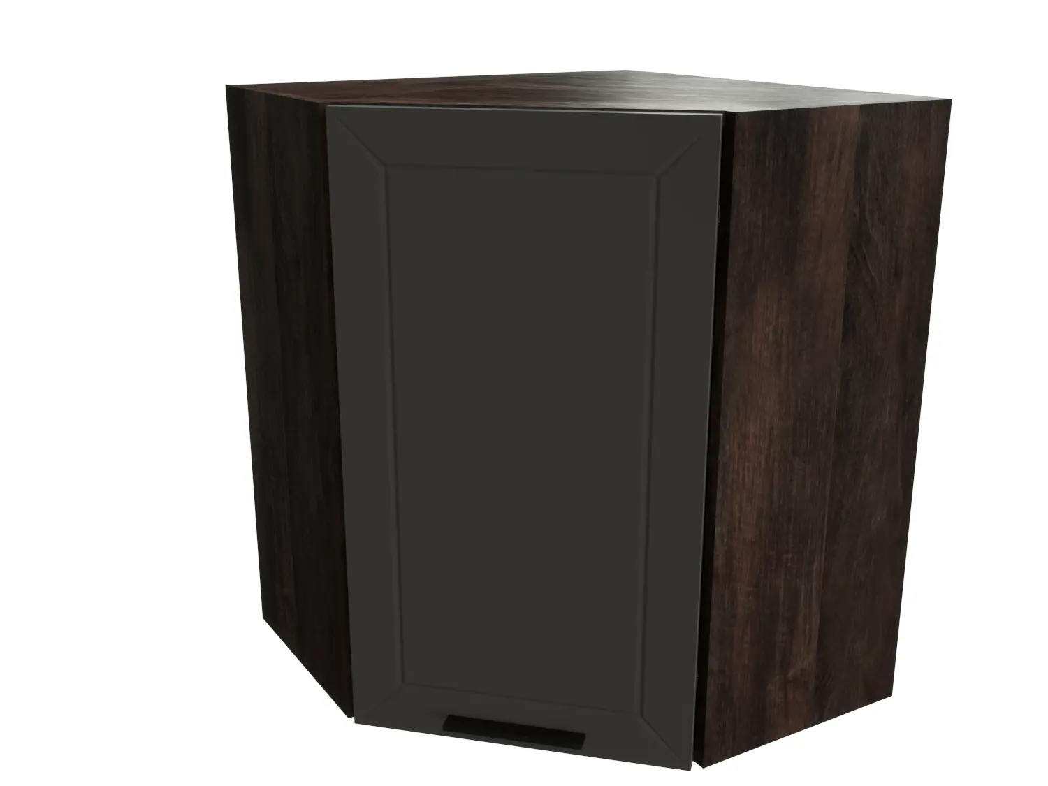 Изображение товара Навесной шкаф со стеклом угловой Сурская мебель Маренго силк 59.2x71.6x59.2 см 1 дверца ЛДСП кальяри/маренго