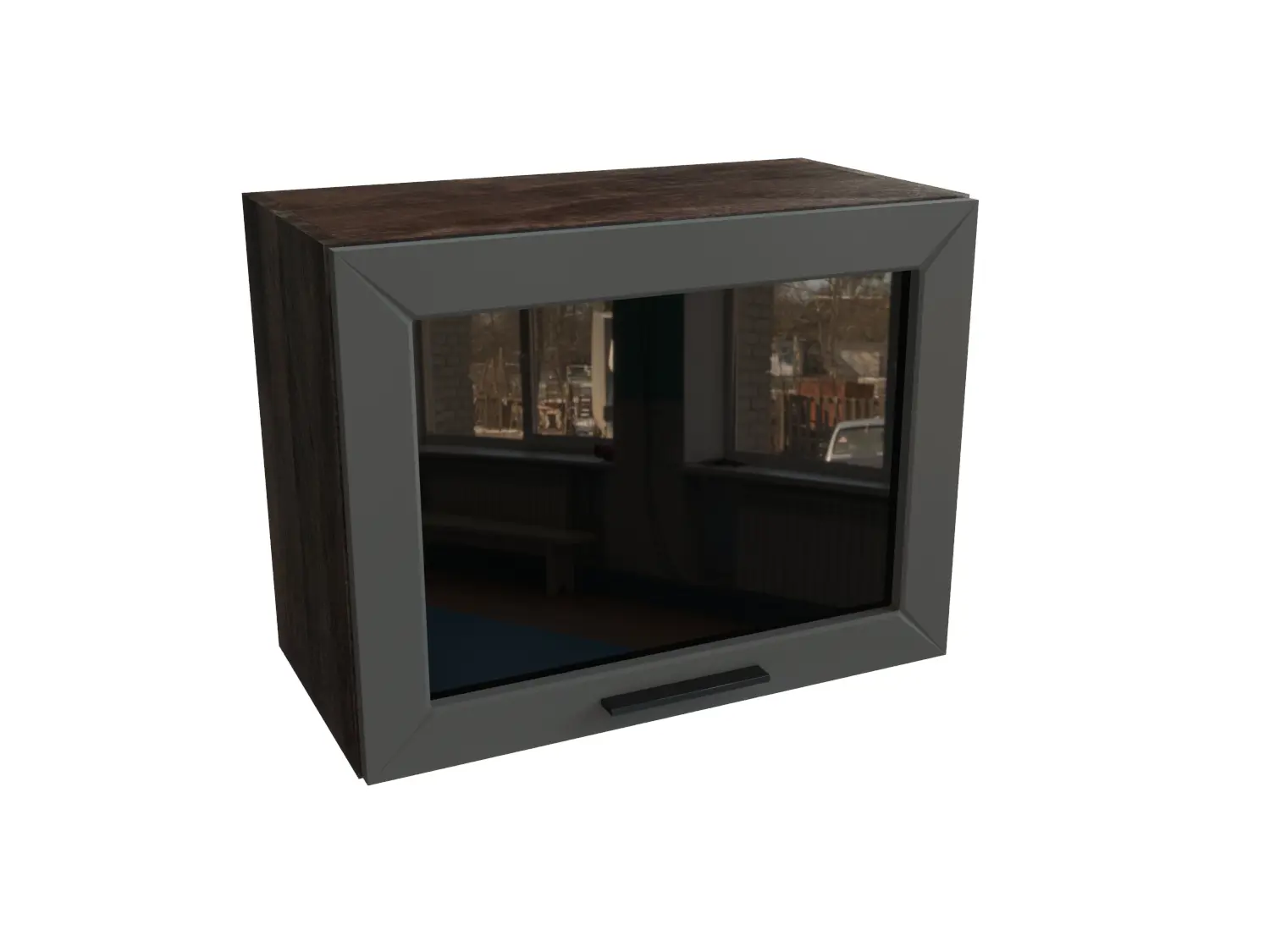 Изображение товара Навесной шкаф со стеклом Сурская мебель Маренго силк 60x35.8x57.4 см 1 дверца ЛДСП кальяри/маренго