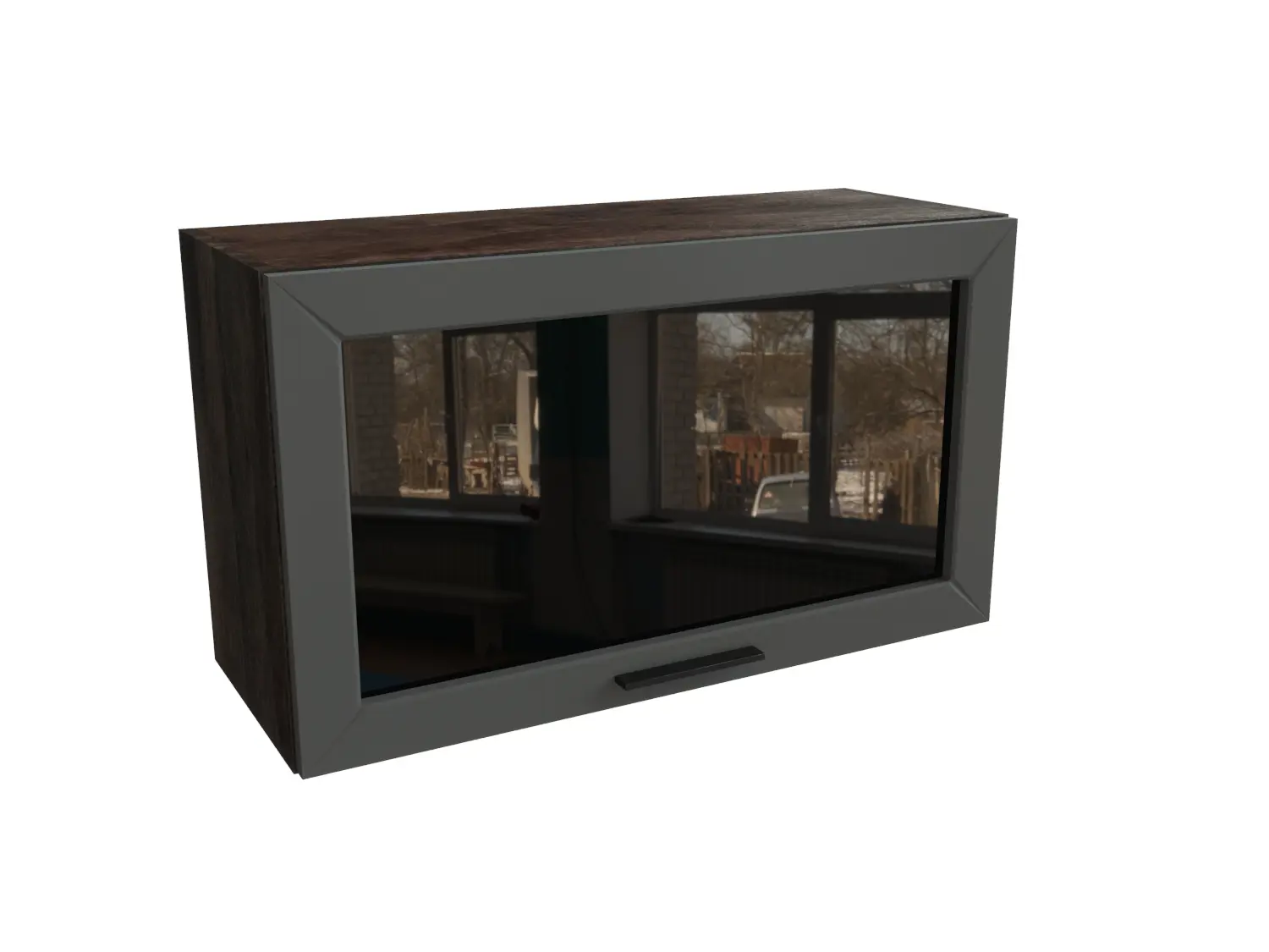 Изображение товара Навесной шкаф со стеклом Сурская мебель Маренго силк 80x35.8x57.4 см 1 дверца ЛДСП кальяри/маренго