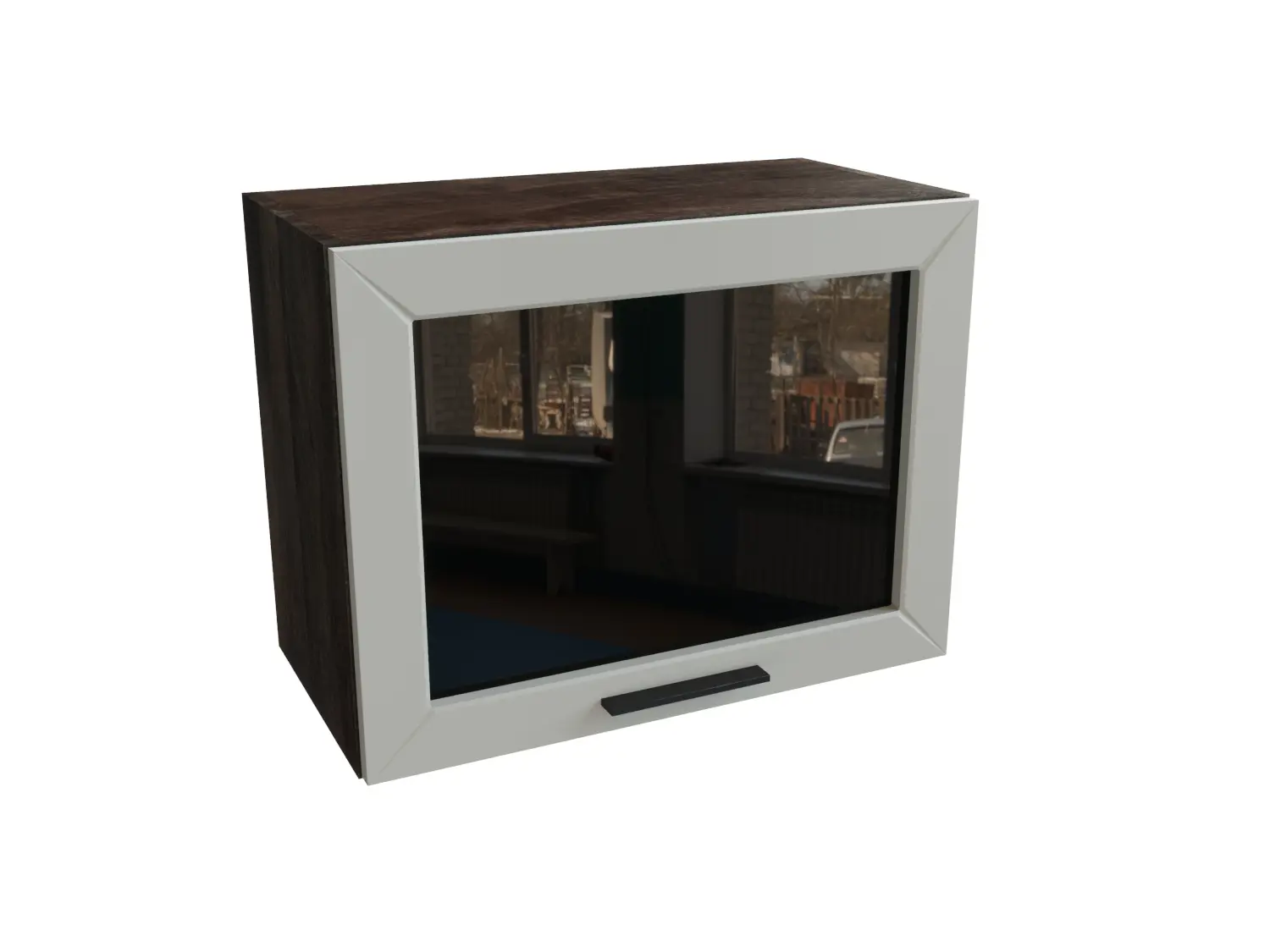 Изображение товара Навесной шкаф со стеклом Сурская мебель Гейнсборо силк 60x46x31.8 см 1 дверца ЛДСП цвет кальяри/гейнсборо