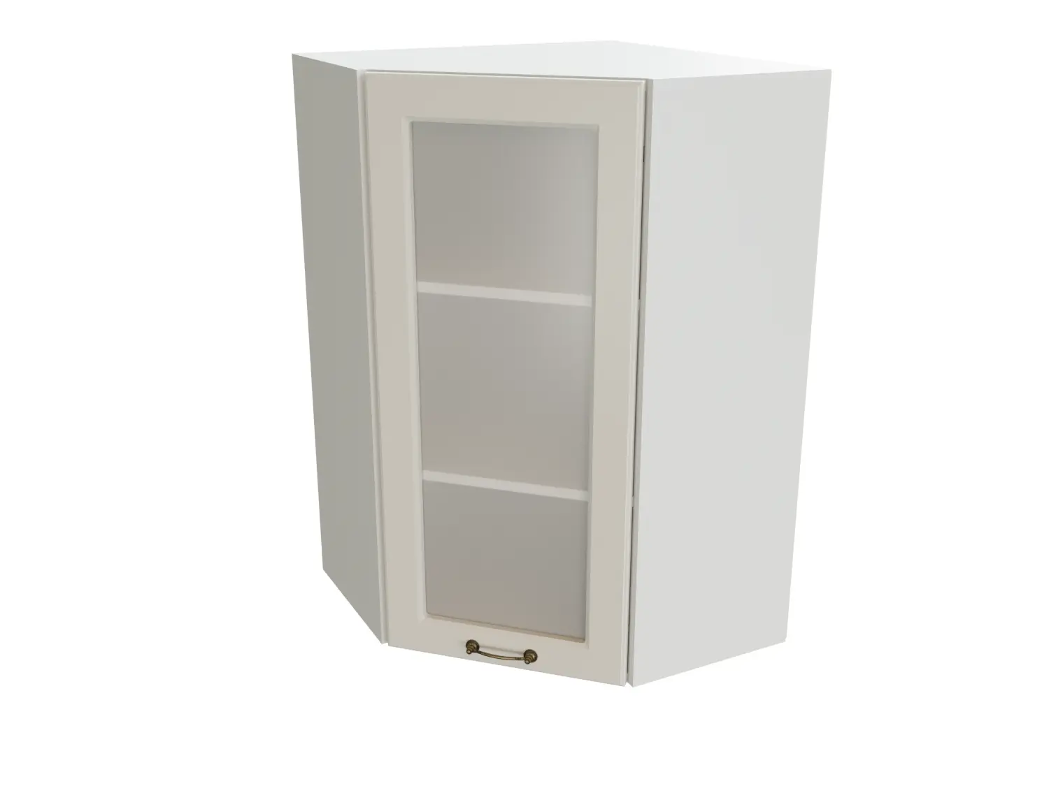 Изображение товара Навесной шкаф со стеклом угловой Сурская мебель Айленд 59.2x92x59.2 см МДФ цвет белый