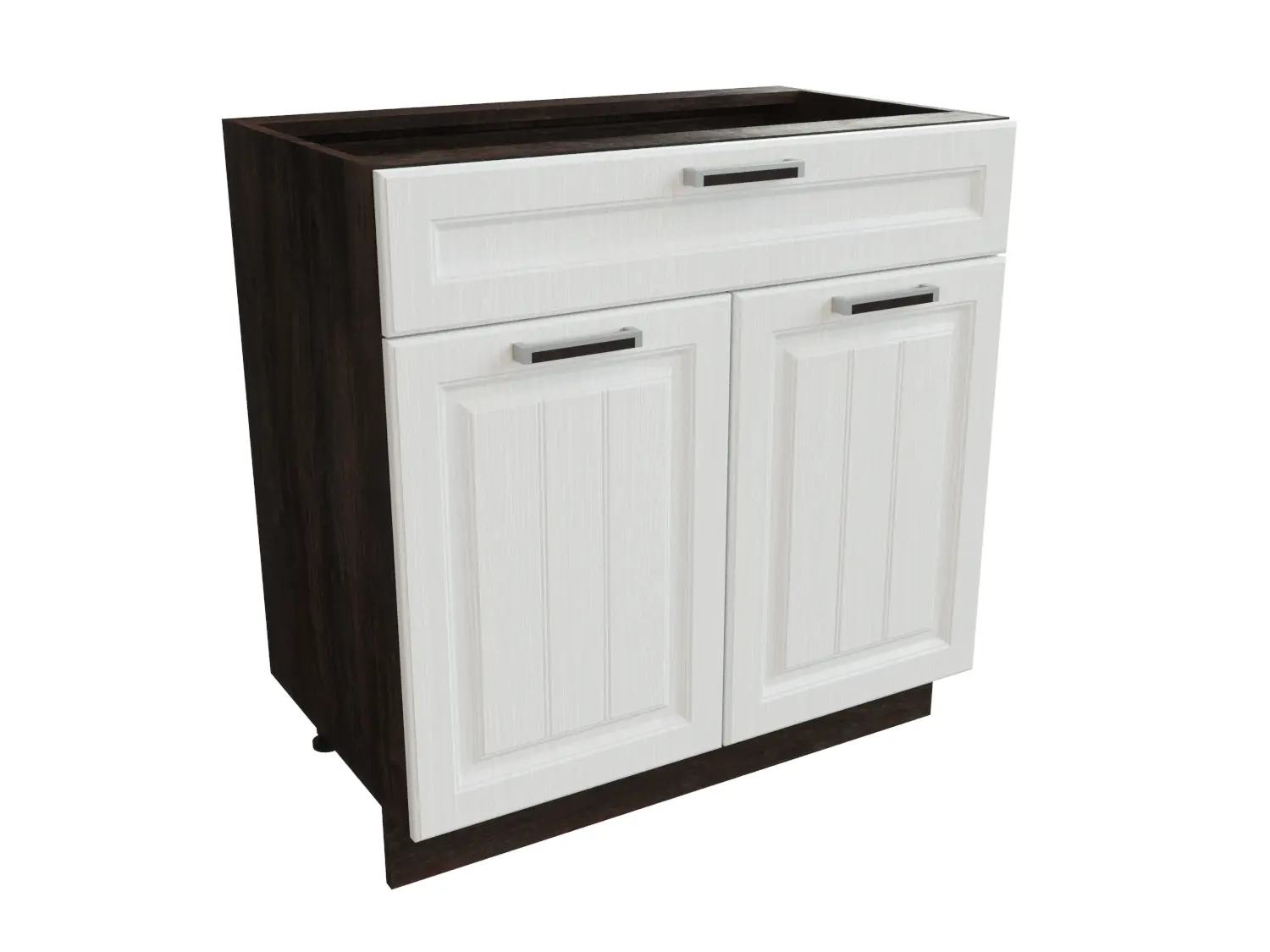 Изображение товара Напольный шкаф с ящиком и с 2 дверцами Сурская мебель Прага 80x81.6x47.8 см ЛДСП цвет кальяри/белое дерево