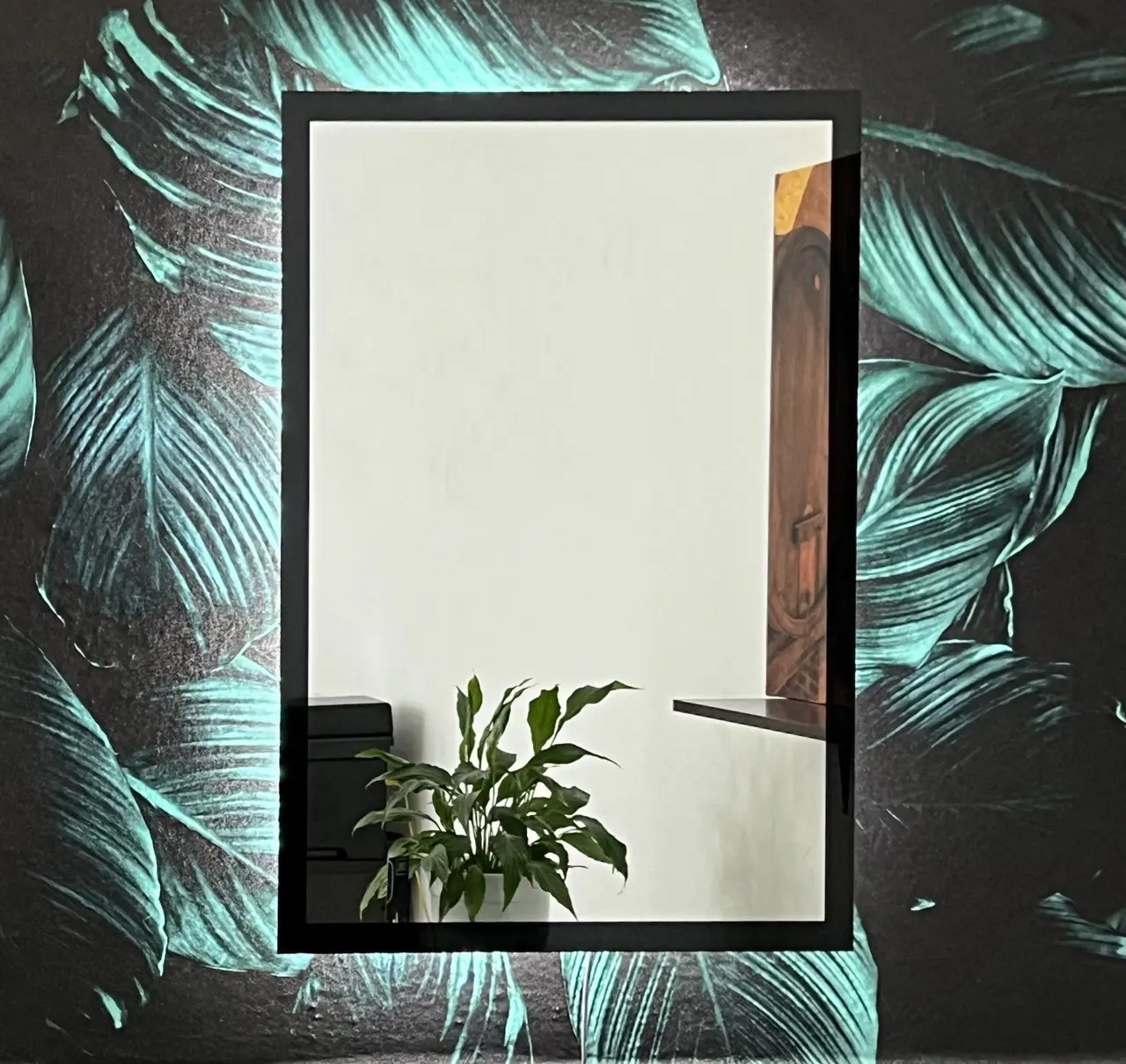 Изображение товара Зеркало для ванной Alfa mirrors Екатерина в раме 56 Ek-56VzVh-ram черный с подсветкой 50x60см