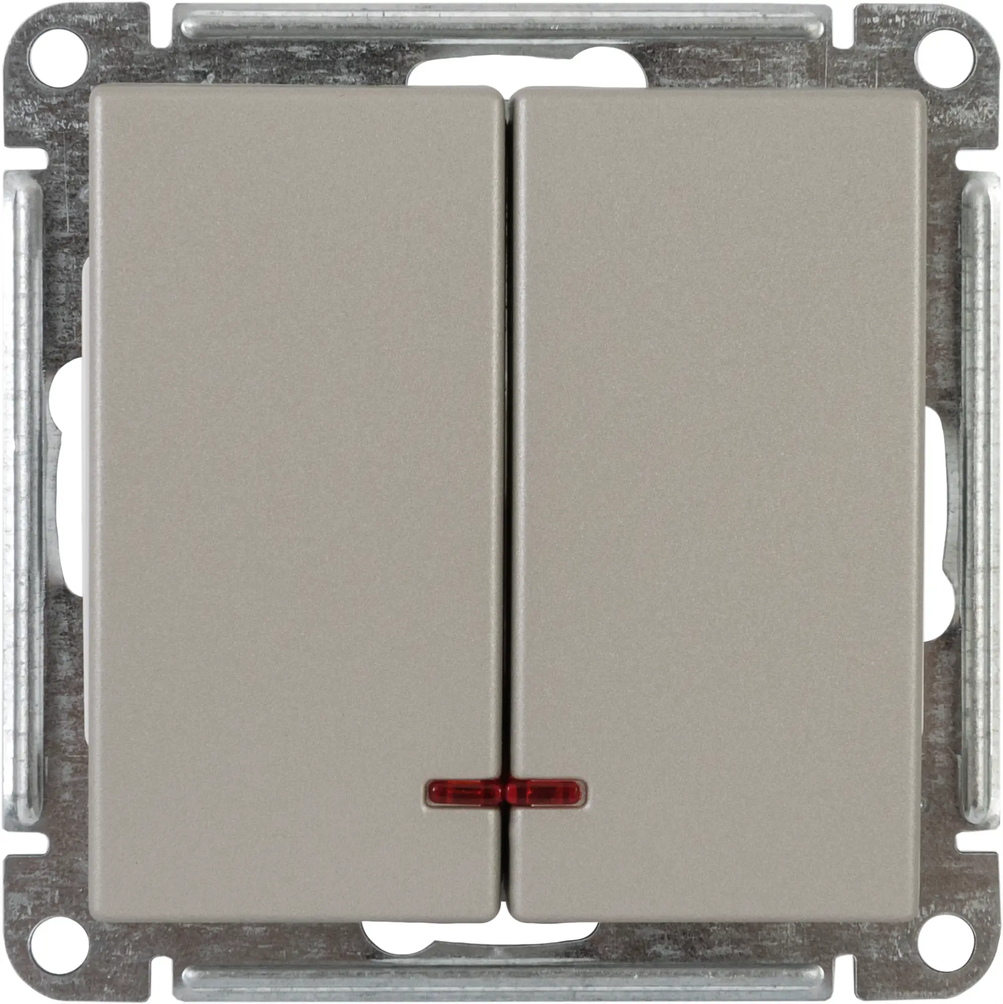 Изображение товара Выключатель встраиваемый Systeme Electric W59 Deco 2 клавиши с подсветкой цвет платина