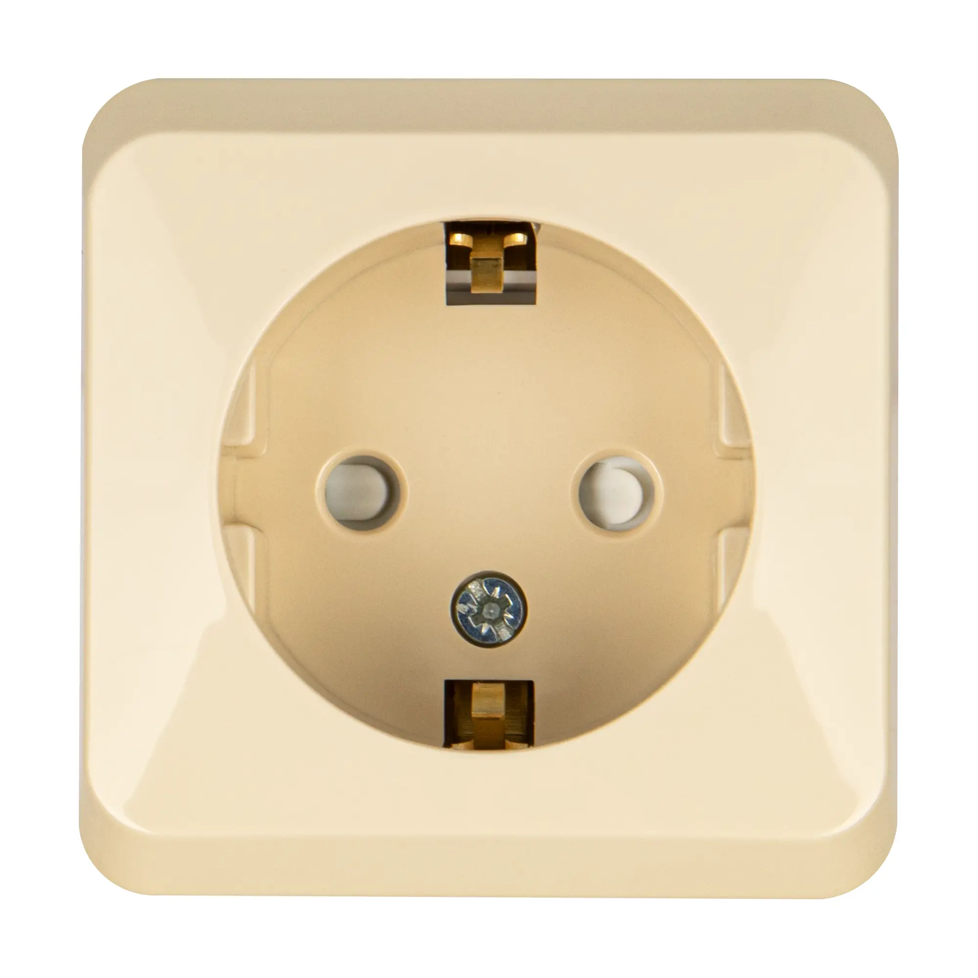 Изображение товара Розетка накладная Systeme Electric Этюд с заземлением и защитными шторками кремового цвета