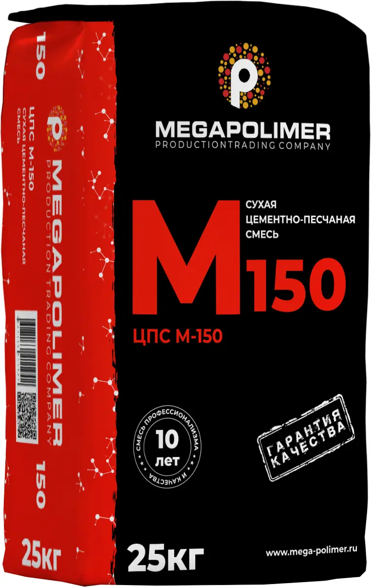 Изображение товара Смесь цементно-песчаная М150 (ЦПС) Megapolimer 25 кг