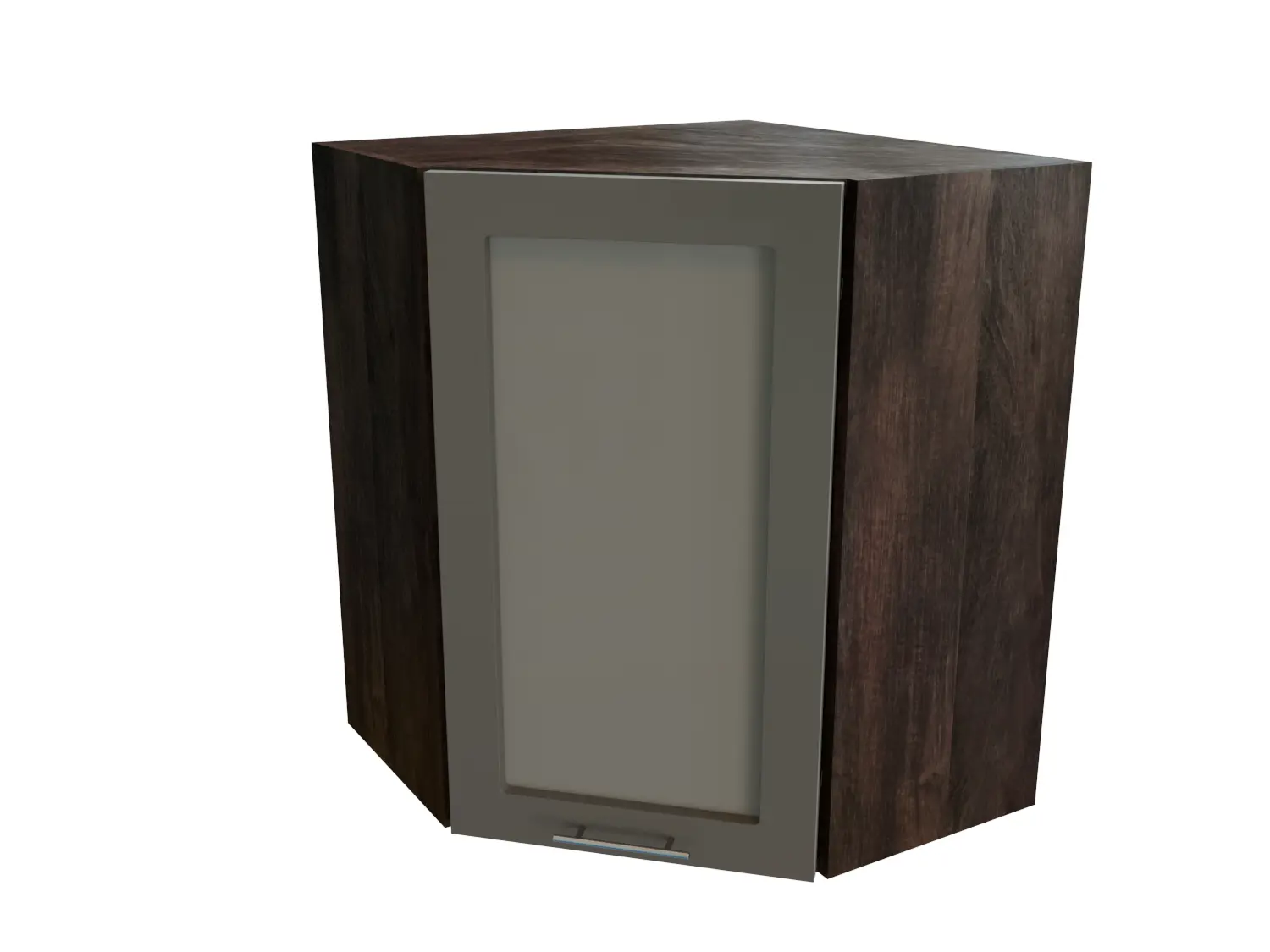 Изображение товара Навесной шкаф угловой с 1-ой остекленной дверцей Сурская Мебель Валерия 59.20x71.60x59.20 см МДФ цвет кальяри/монблан