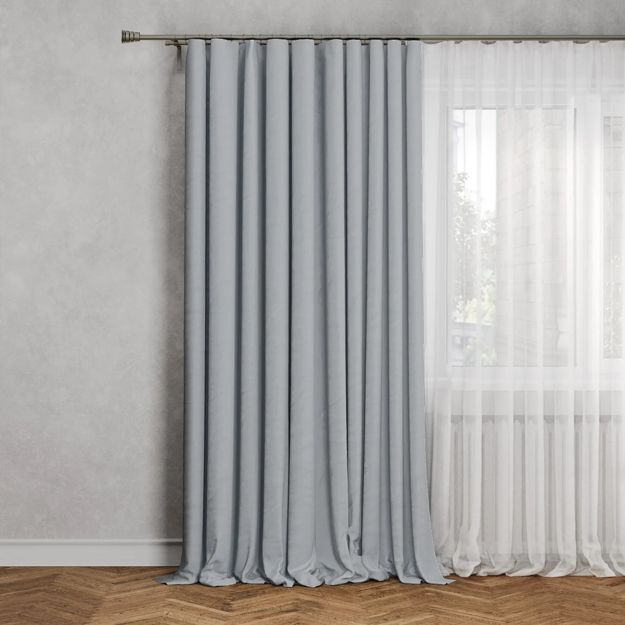 Изображение товара Штора на ленте со скрытыми петлями Inspire Pharell 140x280 см цвет серый Granit 5