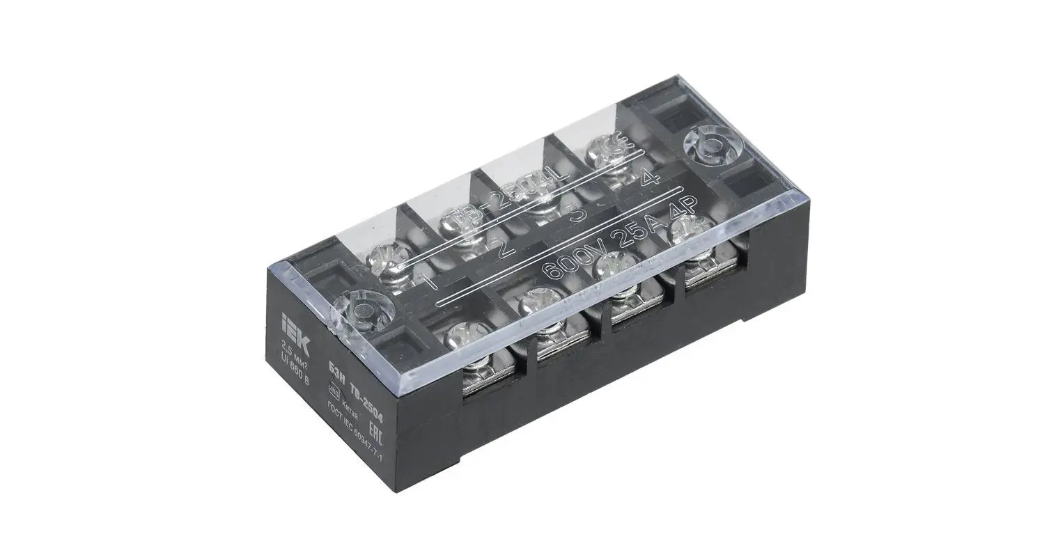 Изображение товара Зажим винтовой IEK ТВ-2504 2.5 мм 4 пары цвет черный