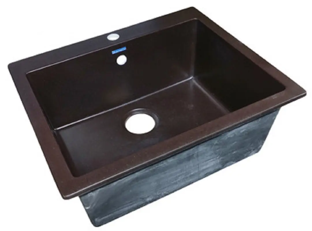 Изображение товара Мойка для кухни врезная Granicom G-023 50.5x61 см глубина чаши 21 см искусственный камень цвет шоколад