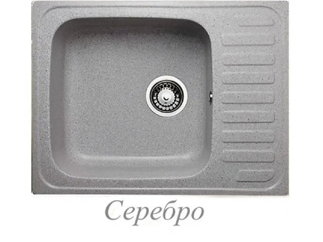 Изображение товара Мойка для кухни врезная Granicom G-007 44.5x56 см глубина чаши 19 см искусственный камень цвет серебро