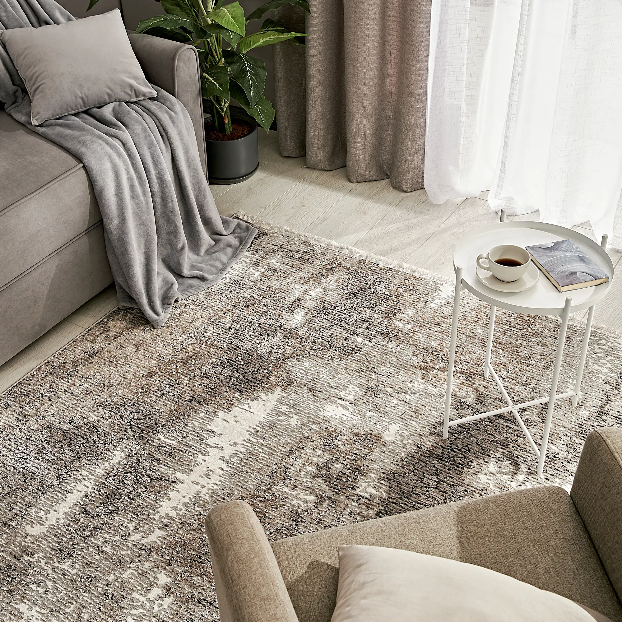 Изображение товара Ковер полиэстер Премиум 160x230 см бежевый современный дизайн