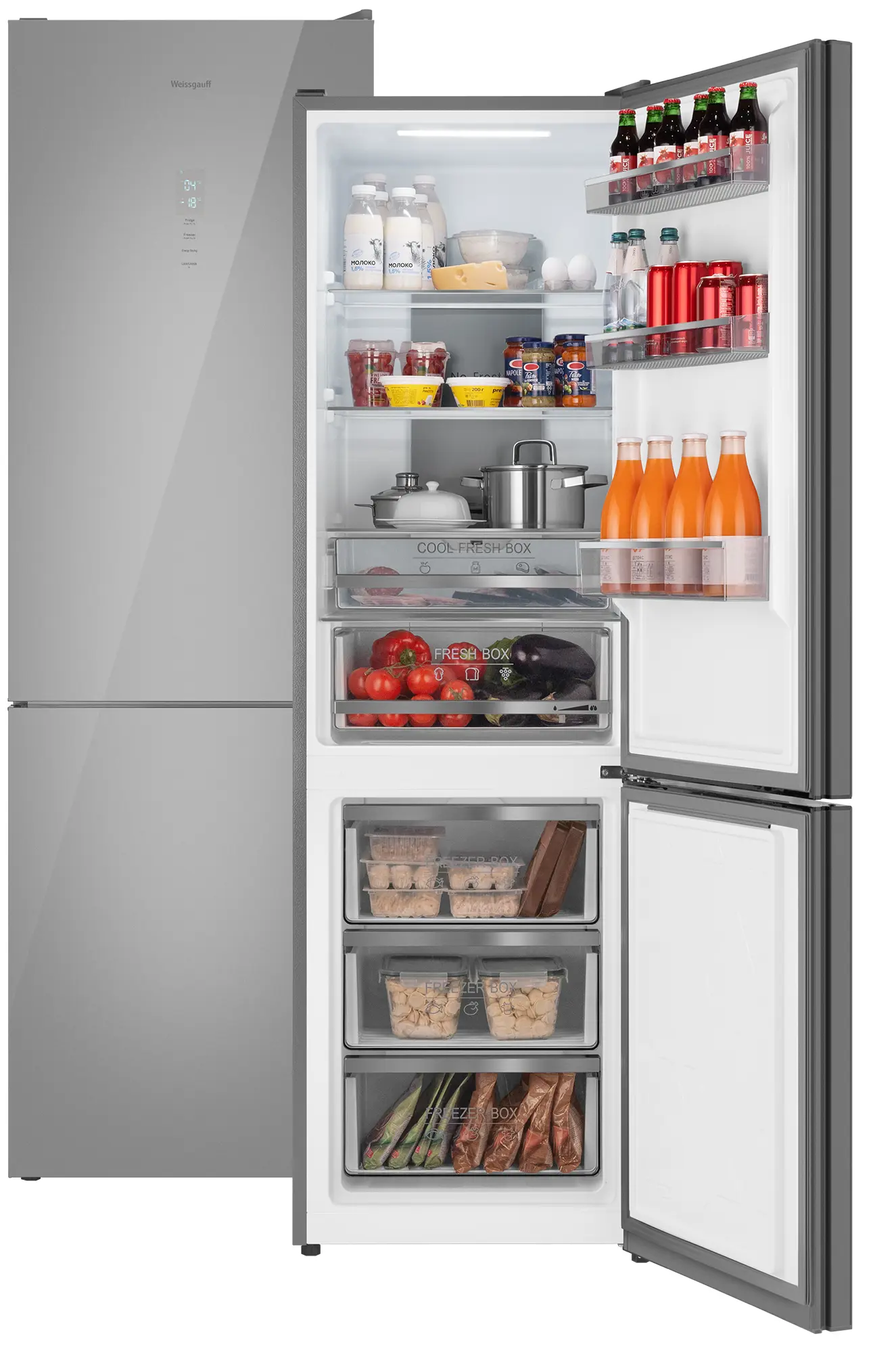 Изображение товара Отдельностоящий холодильник Weissgauff WRK 195 D Full NoFrost 59.5x195 см цвет темно-серый