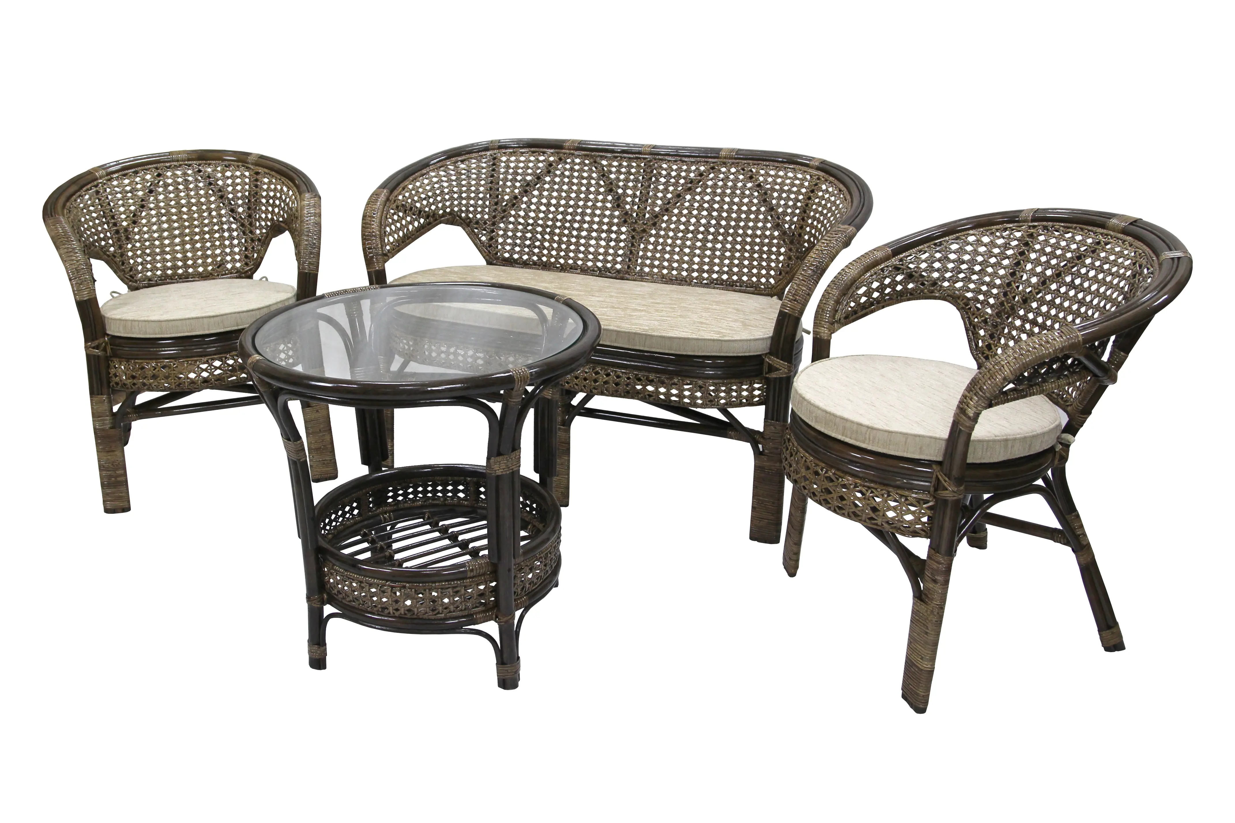 Изображение товара Набор садовой мебели Пеланги CV-23C из ротанга, 4 предмета, коньячно-бежевый