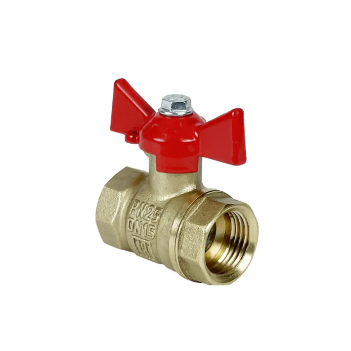 Изображение товара Кран шаровой прямой Valfex L0B1 VF.217.L0B1.034 DN20 PN25 3/4" ВР латунь ручка бабочка