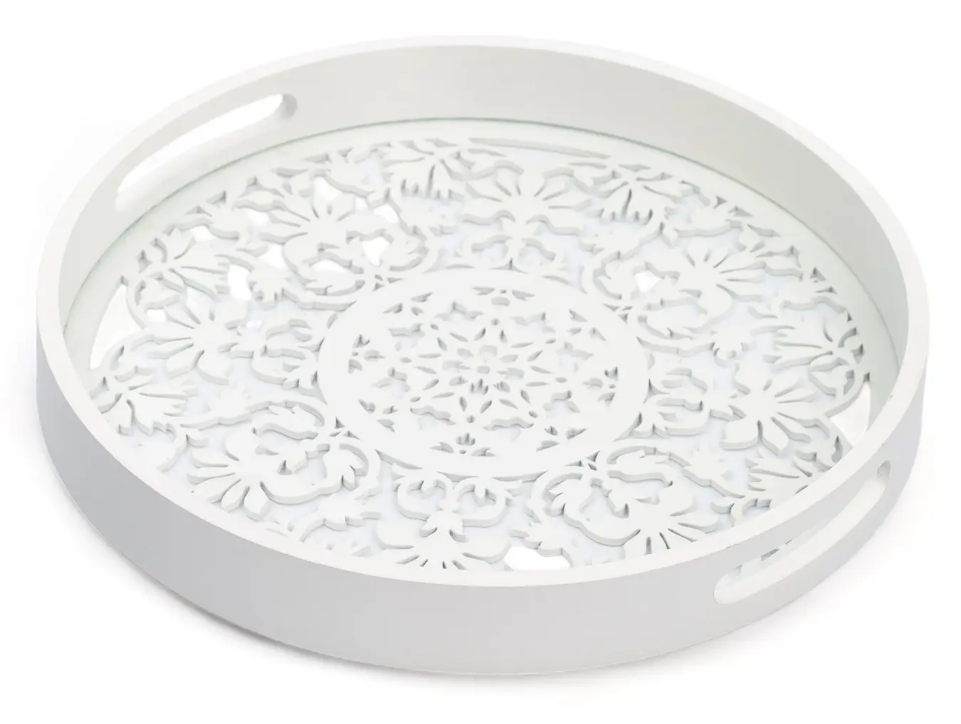 Изображение товара Поднос 30x30 см Domenik Поднос круглый WHITE LACE 30см дерево цвет белый