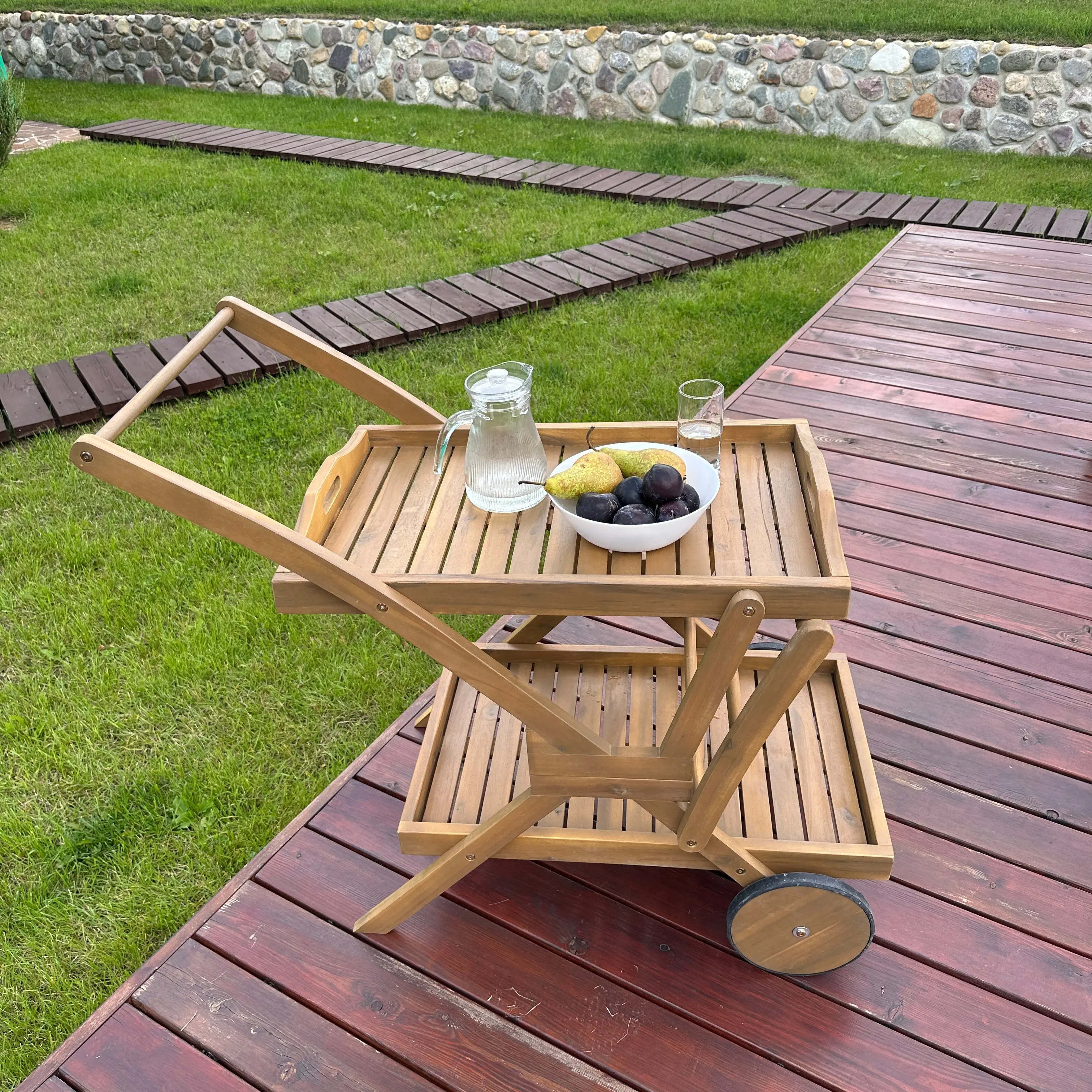 Изображение товара Нераздвижной садовый стол складной Royal family Mario 57 см x 85 см x 84 см акация бежевый