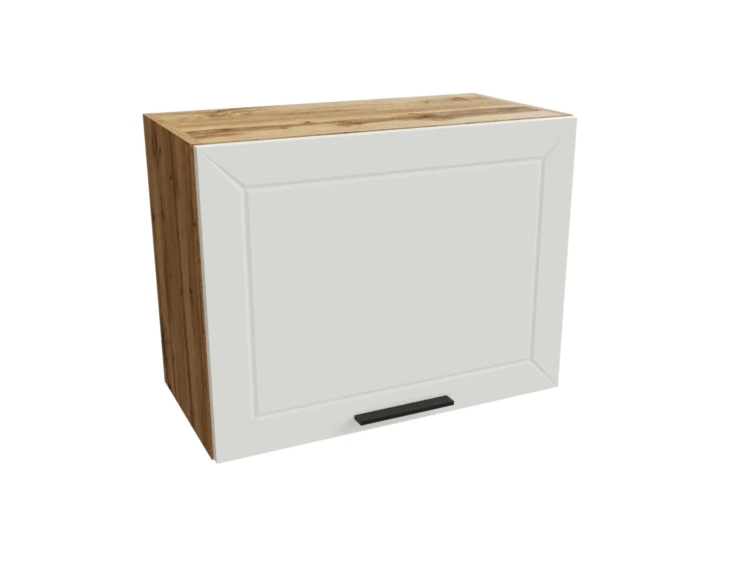 Изображение товара Навесной шкаф Глетчер верхний горизонтальный 60x46x31.80 см фасад белый ЛДСП каркас дуб вотан ЛДСП Сурская Мебель