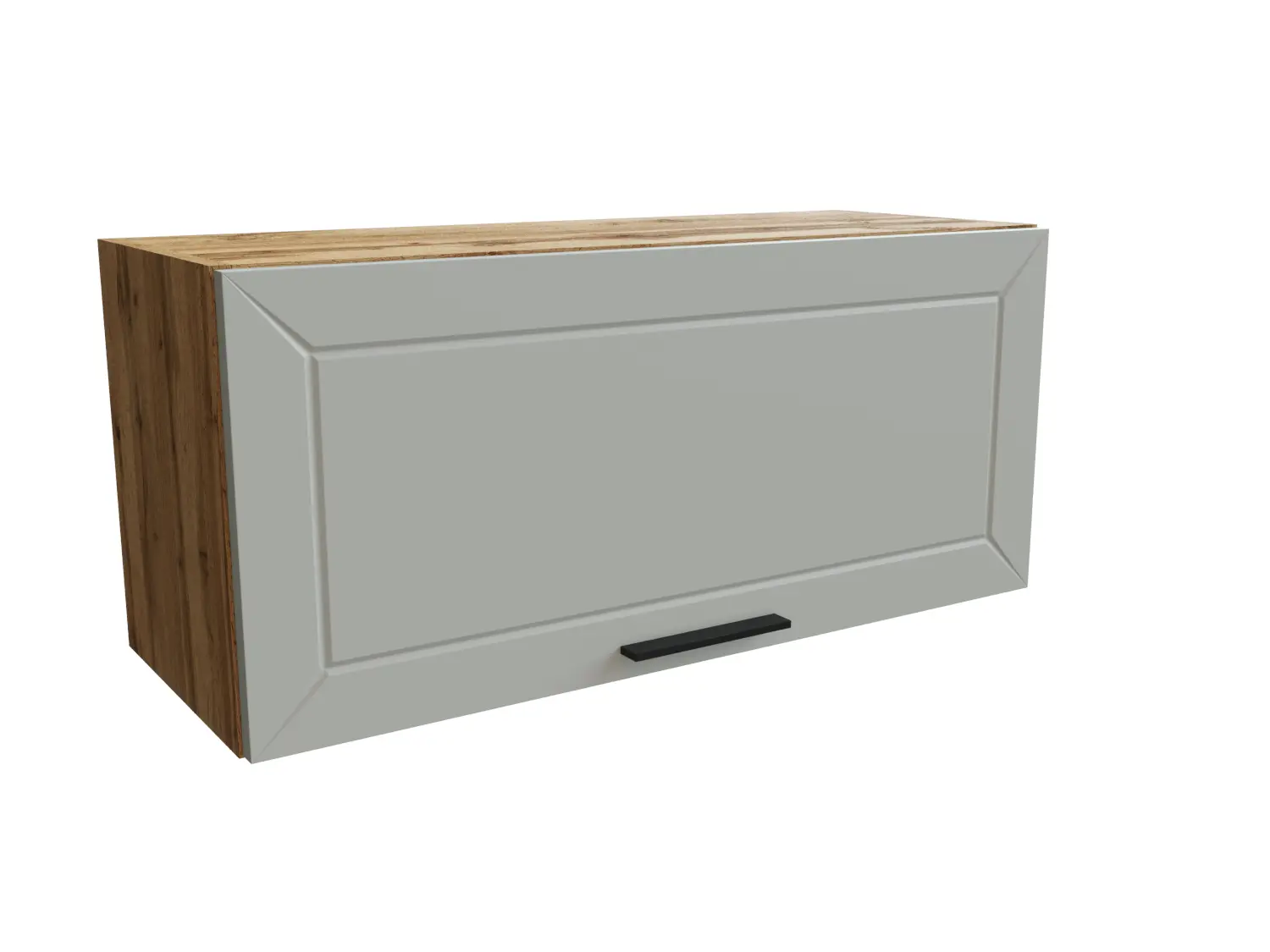 Изображение товара Навесной шкаф Глетчер верхний горизонтальный 80x35.80x31.80 см фасад белый МДФ каркас дуб вотан ЛДСП Сурская Мебель