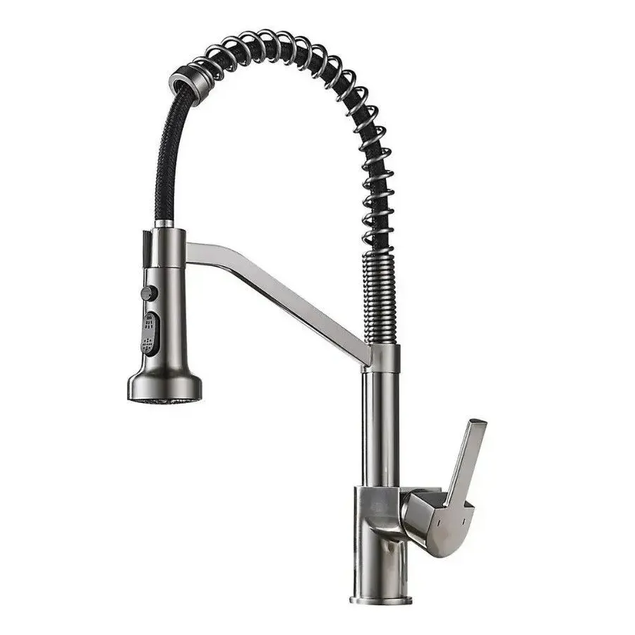 Изображение товара Смеситель для кухни Haiba HB73826-3 гибкий излив 15.3 см цвет матированная сталь