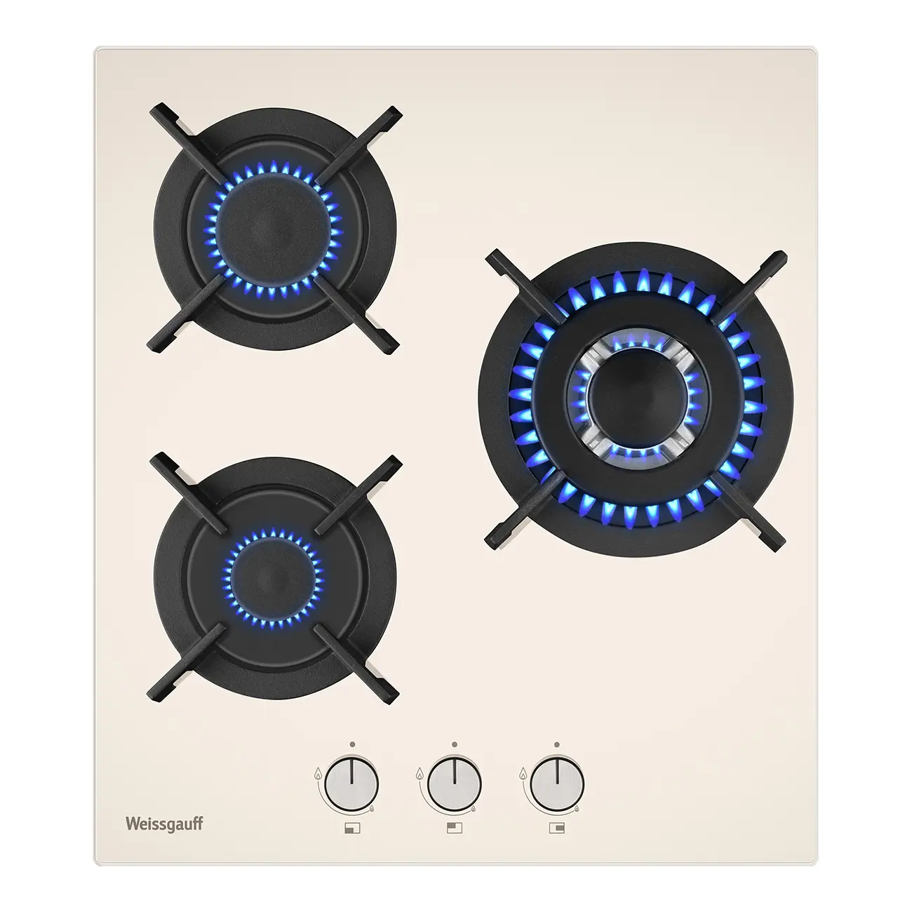 Изображение товара Газовая варочная панель Weissgauff HGG 451 BERV 433210 45 см 3 конфорки цвет бежевый