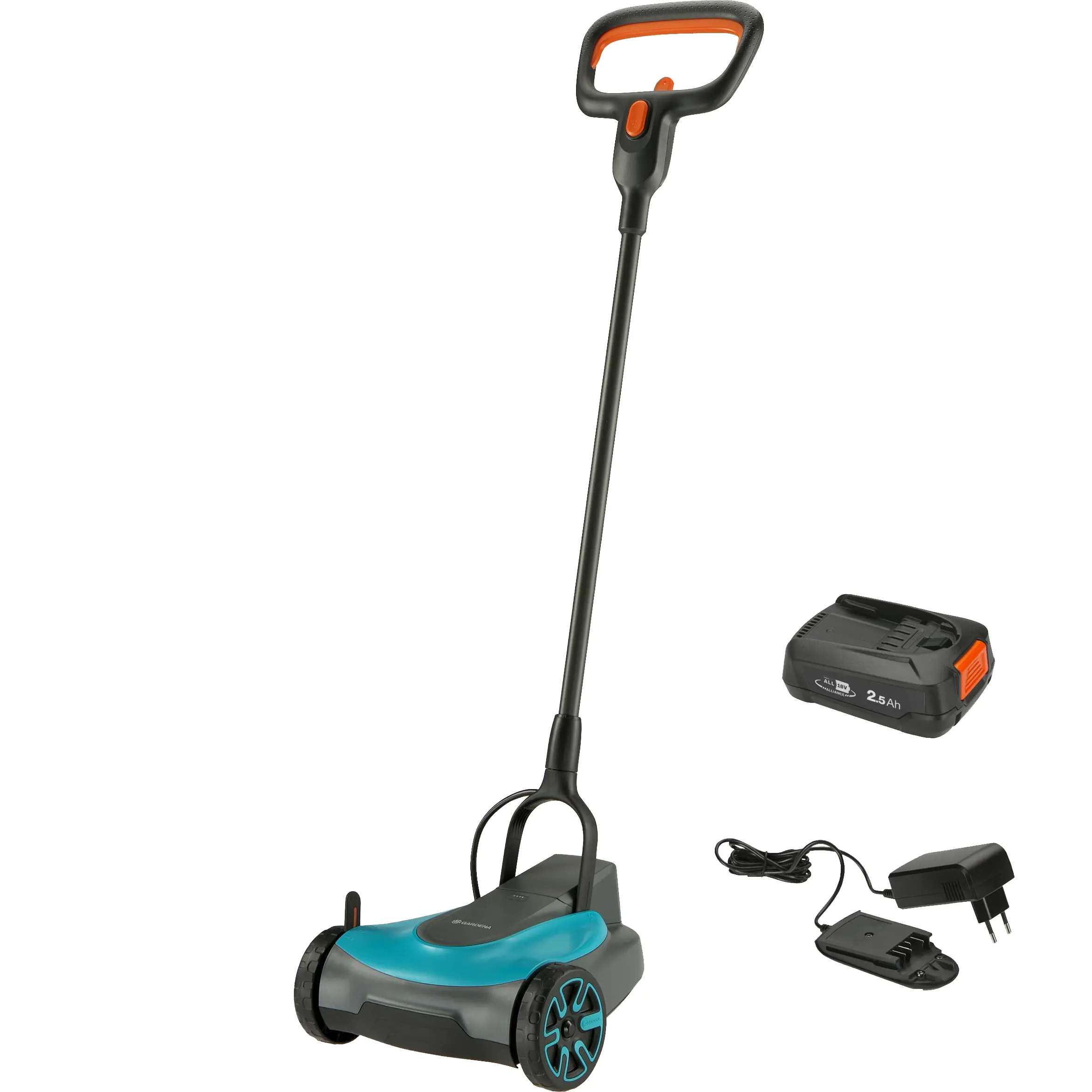 Изображение товара Аккумуляторная газонокосилка Gardena 22/18V P4A Set 18 В 22 см легкая складная