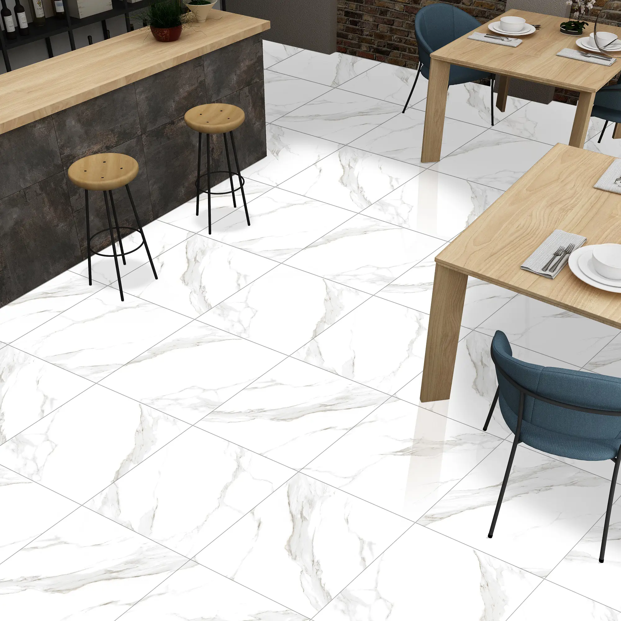 Изображение товара Глазурованный керамогранит Concor Satvario Calacatta 60x60 см белый мрамор