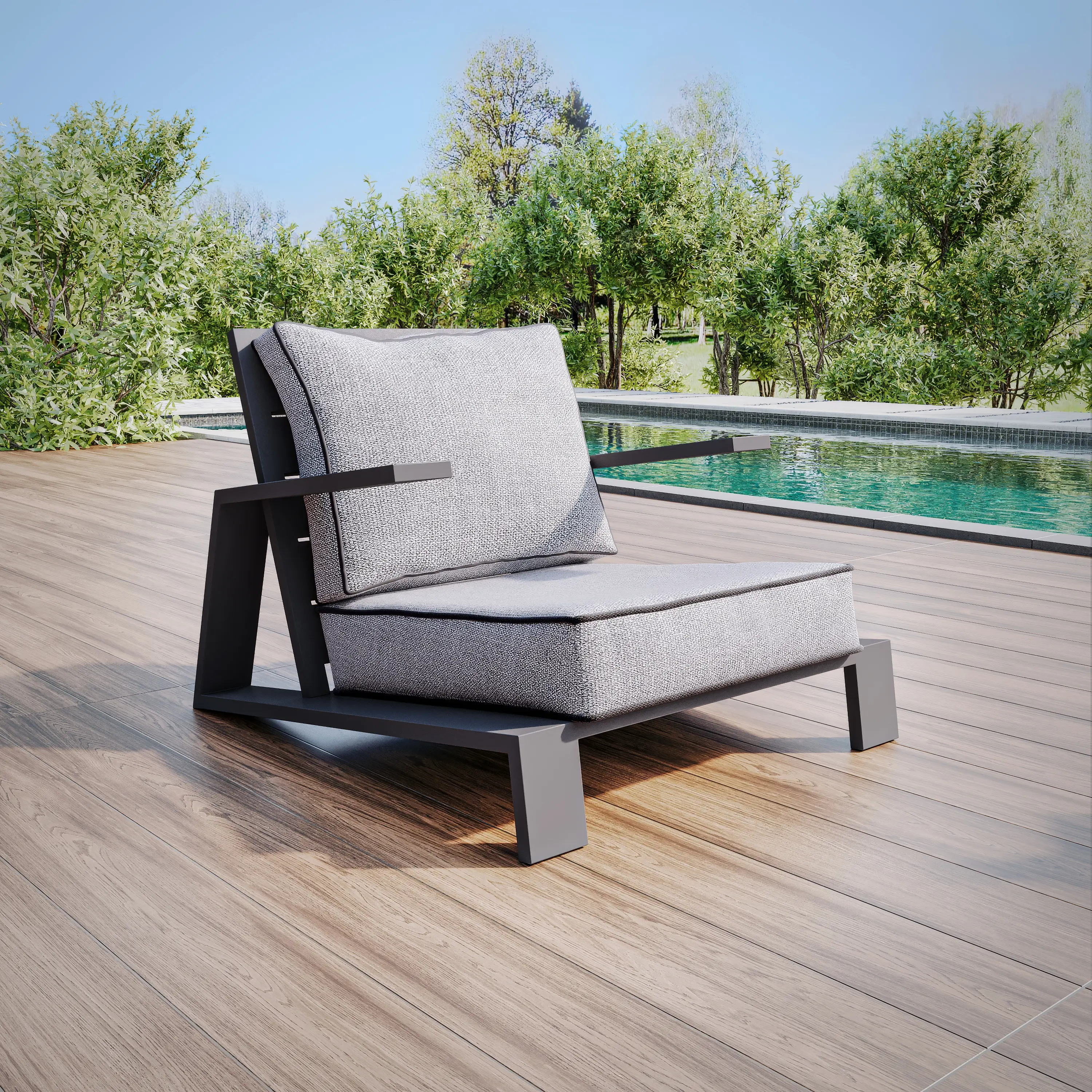 Изображение товара Кресло садовое Greenween GW-AL-KORFU-CH-LAVA KORFU 94 см x 94 см x 80 см алюминий серый/серебристый