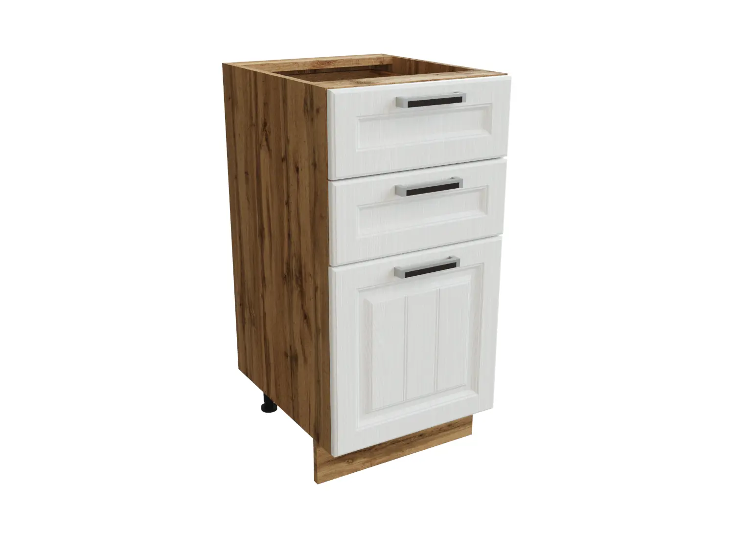 Изображение товара Напольный шкаф Прага 3 ящика 40x81.60x47.80 см фасад белый МДФ каркас дуб вотан МДФ Сурская Мебель