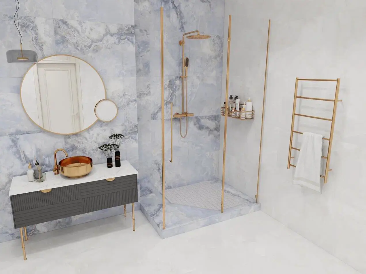 Изображение товара Керамогранит Colortile Onyx Sea Blue Satin 120x60 см синего цвета для интерьера и фасадов