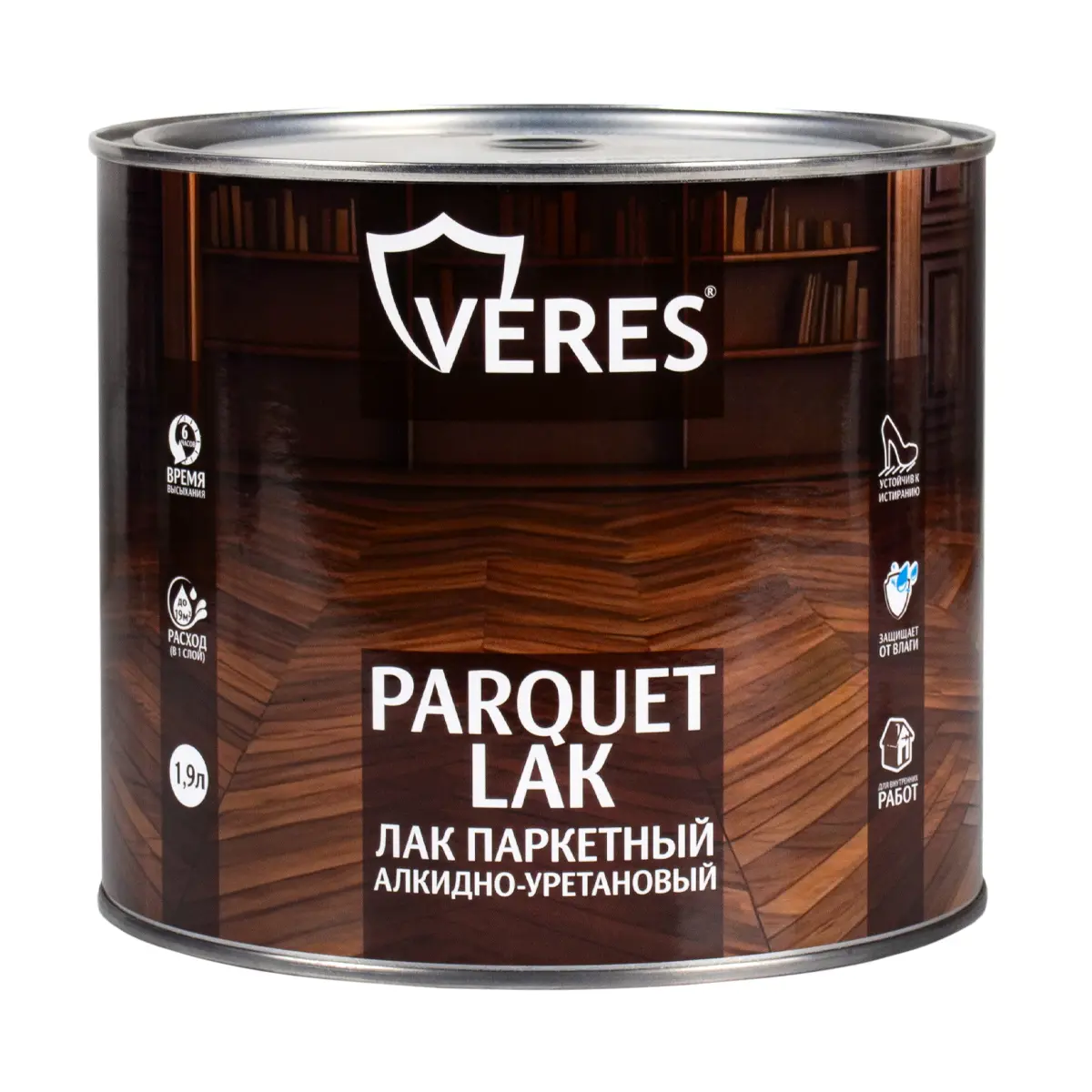 Изображение товара Паркетный лак Veres полуматовый 1.9 л защитное покрытие для деревянных полов