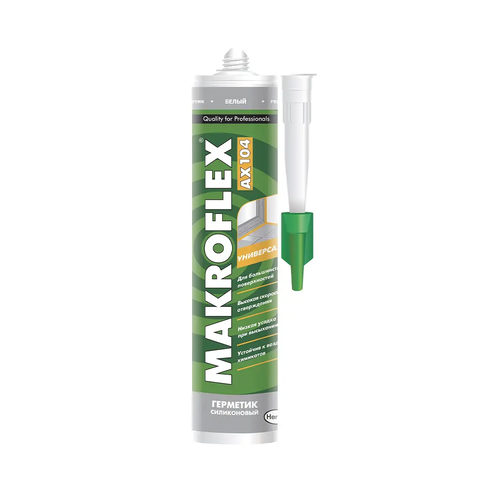 Изображение товара Герметик силиконовый Макрофлекс AX104 белый 290 мл универсальный для внутренней и внешней обработки