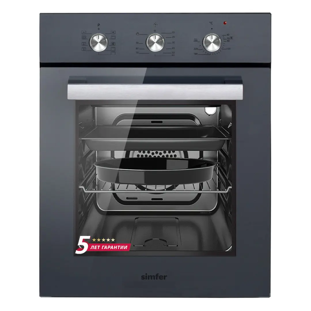 Изображение товара Электрический встраиваемый духовой шкаф Simfer B4EG19070 45х59.5х56 см цвет серый