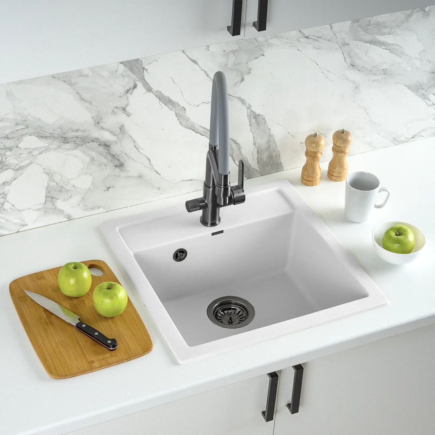 Изображение товара Мойка для кухни из искусственного камня Wisent MW510-28 белый 510x505