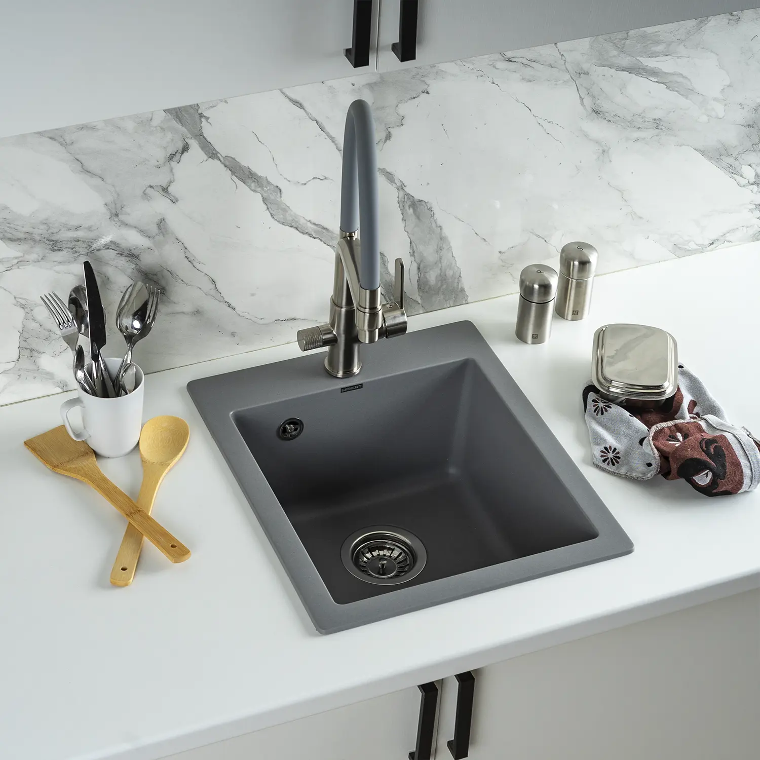 Изображение товара Мойка для кухни из искусственного камня Wisent MW420-29 серый 490x410 мм