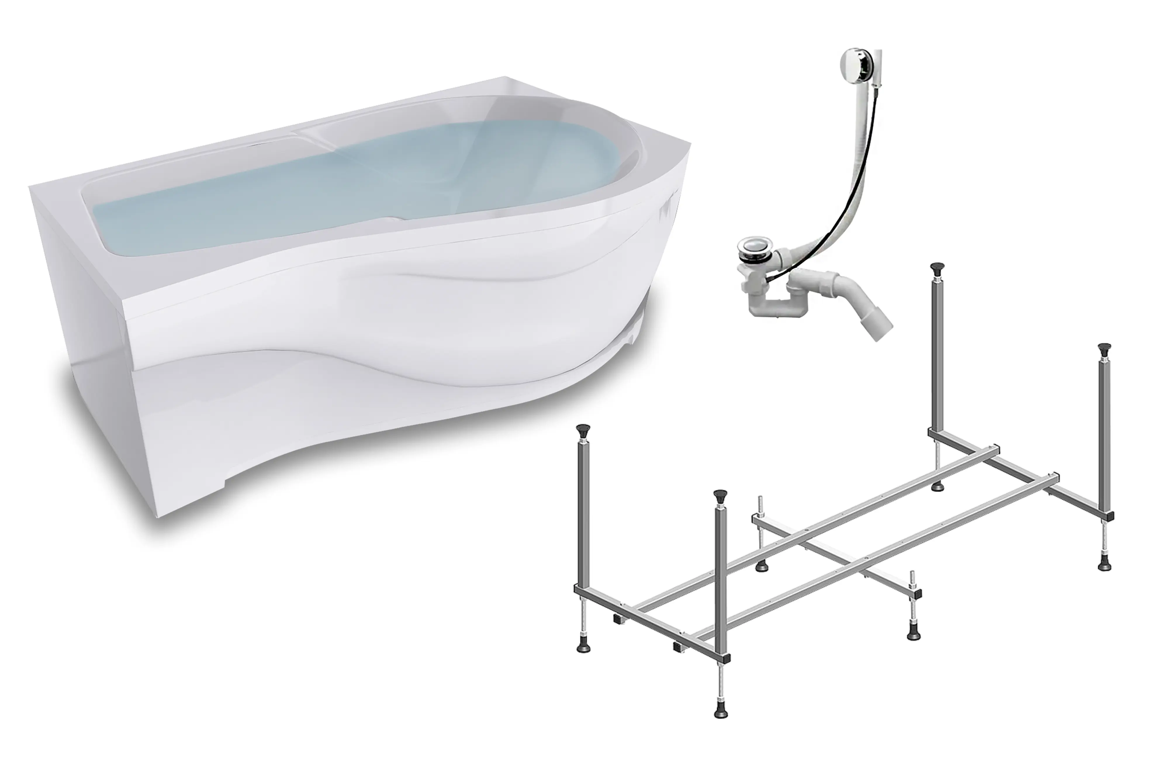 Изображение товара Ванна Timo VINO1590R-KTVINO15-SPV1505-FPVINO15R-TPVINO15R акрил 150x90см