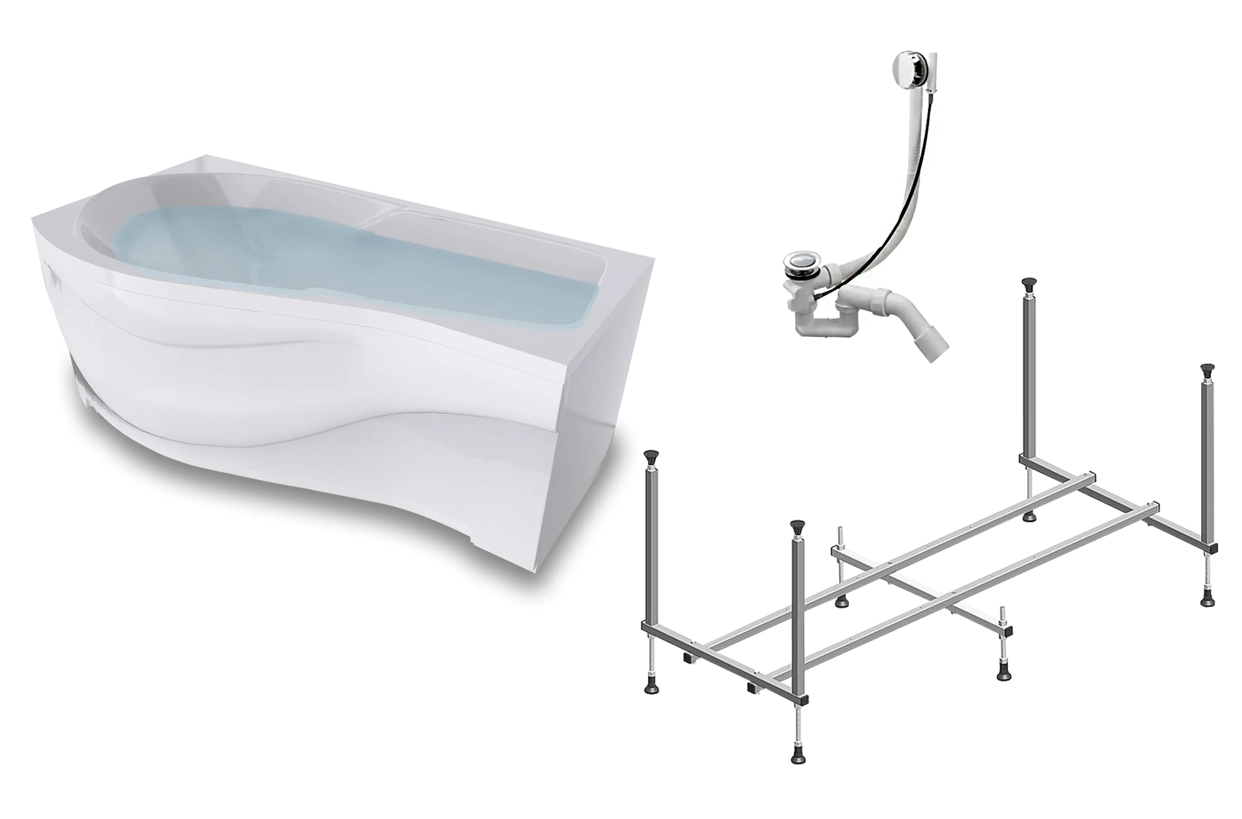 Изображение товара Ванна Timo VINO1590L-KTVINO15-SPV1505-FPVINO15L-TPVINO15L акрил 150x90см