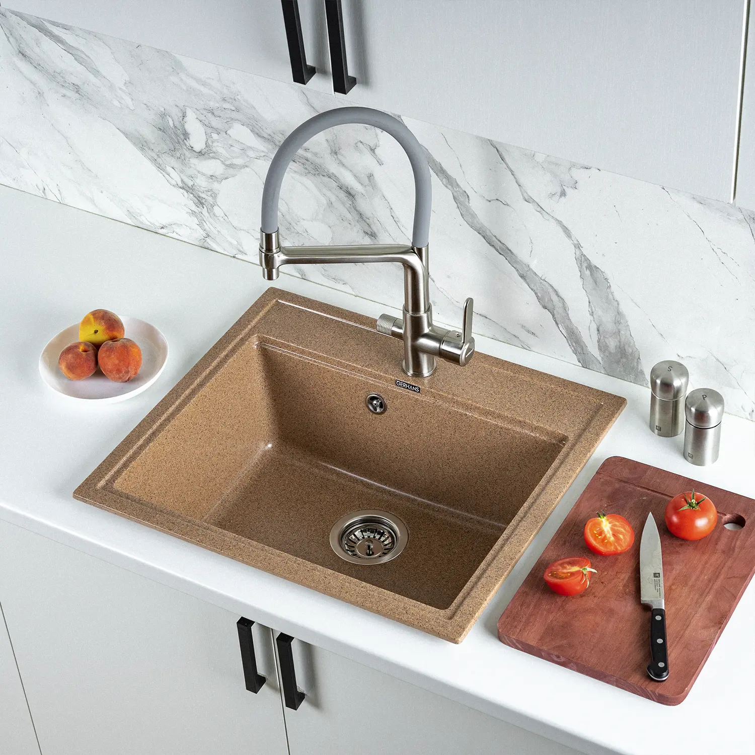 Изображение товара Мойка для кухни из искусственного камня Gerhans A12-23 Терракот 595х515 мм
