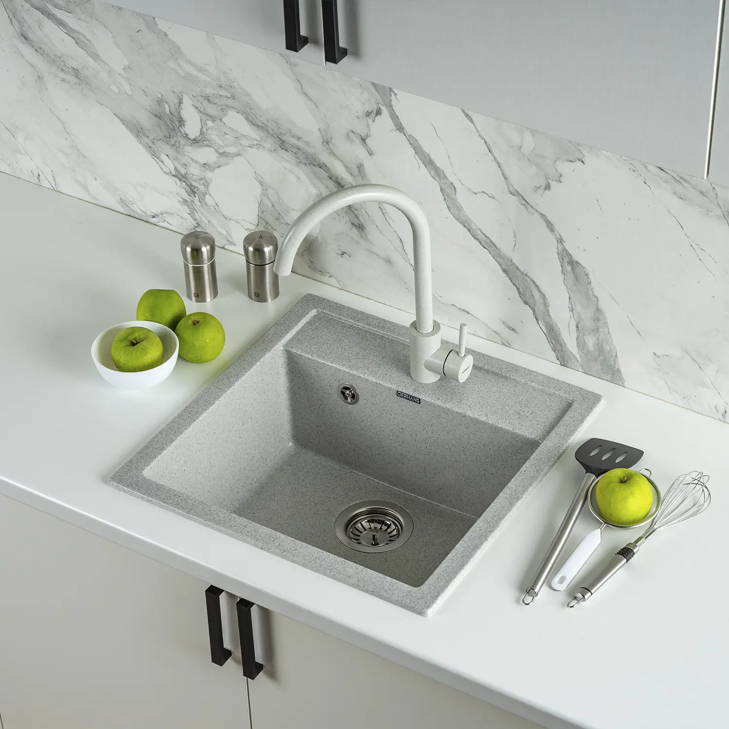 Изображение товара Мойка кухонная из искусственного камня Gerhans A11-19 510x505 мм серый
